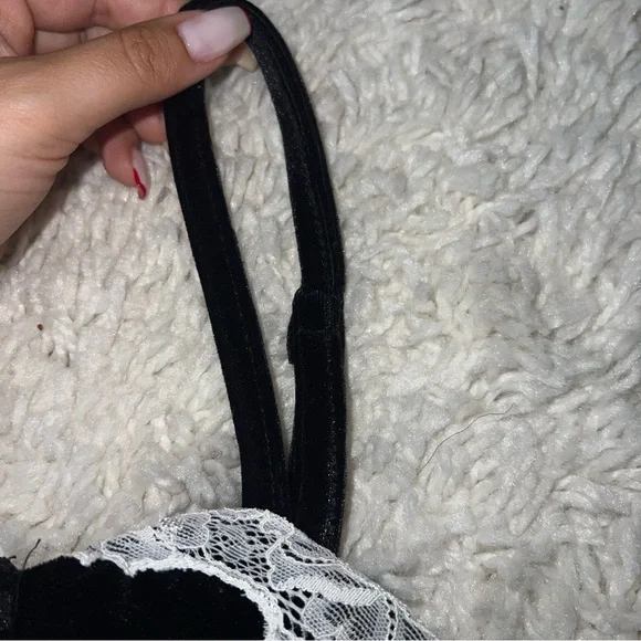 Black velvet bustier top - Picture 4 of 5